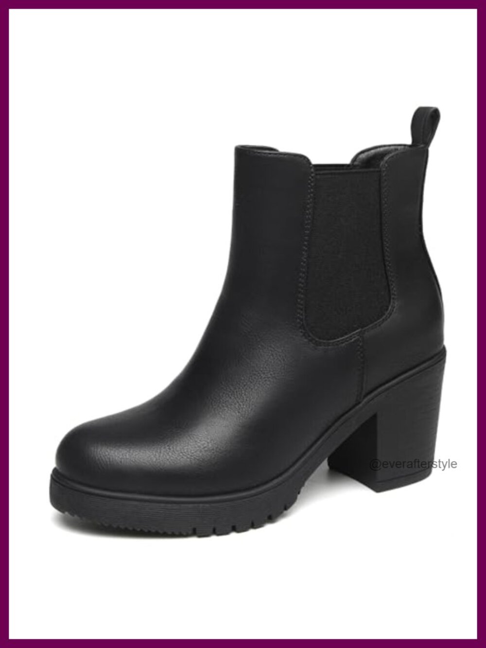 Vegan Leather Low Heel Chunky Ankle Boots Women Chelsea Bootie